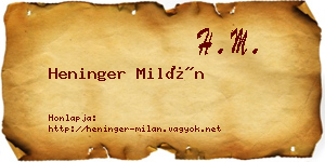Heninger Milán névjegykártya
